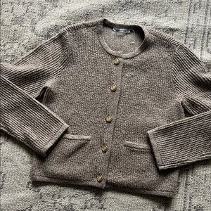 Abercrombie & Fitch Tan Cardigan with Gold Buttons
